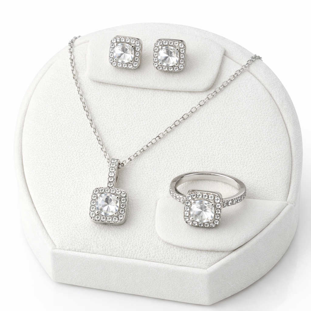 Conjunto Feminino Luxo Cravejado com Zircônias – Royale