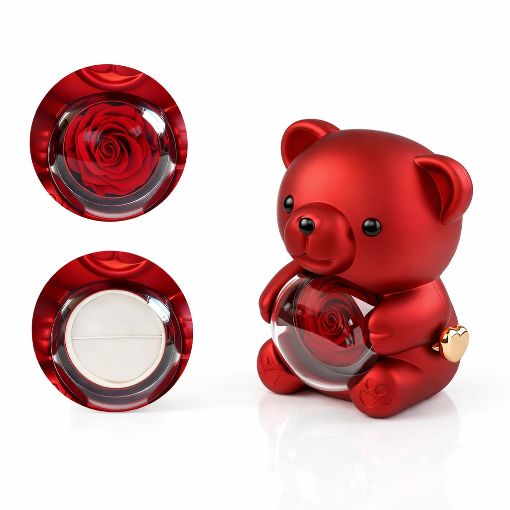Colar Amor Infinito com Coração Cristal + Urso Rosa Encantado (Edição Presente Premium)
