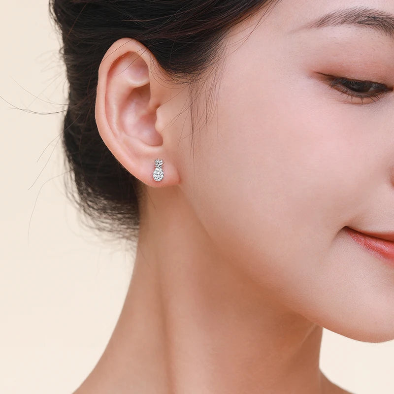 Brinco Abacaxi Cravejado em Prata 925