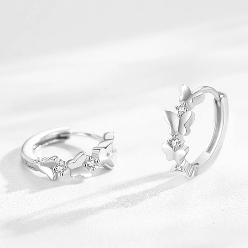 Brinco Argola Borboletas em Prata 925