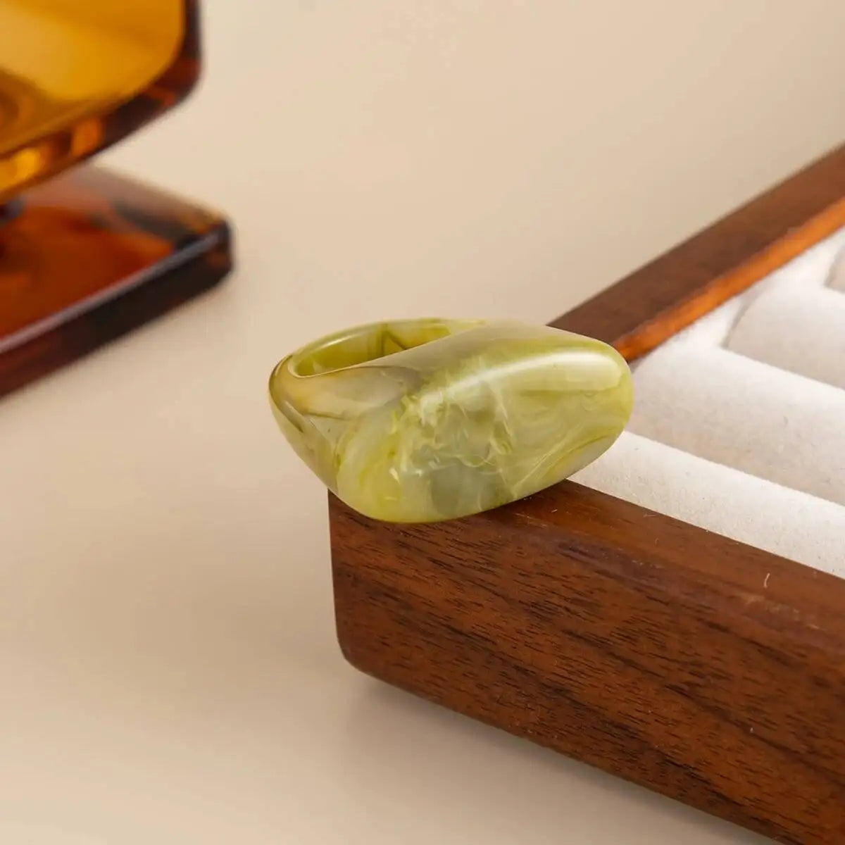 Anel de Resina Colorido Marmorizado Chunky – Kit 6 Unidades ou Avulso