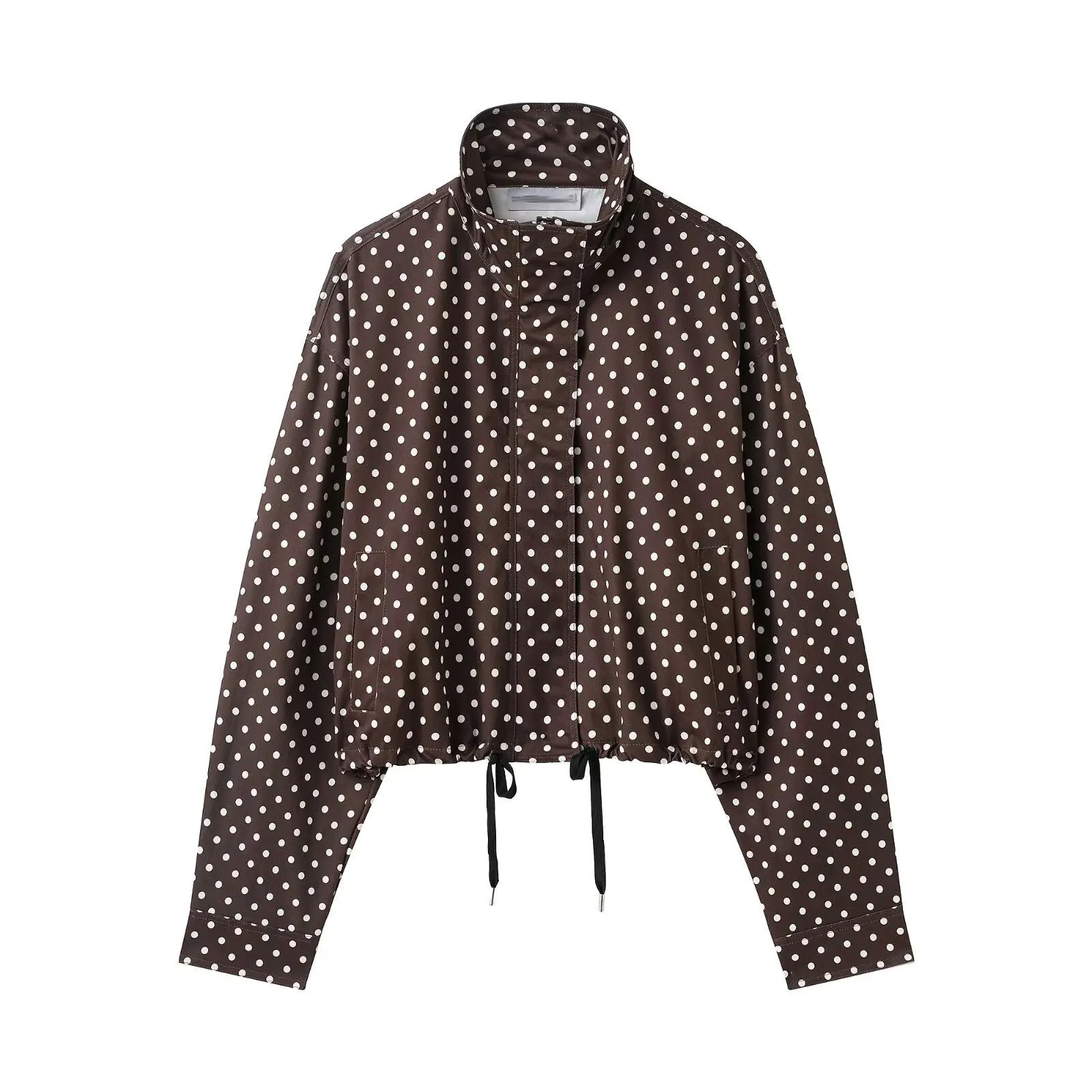 HH Women Fashion Polka Dot Coat Shorts Set Turtleneck Long Sleeve Zipper Jackets Slim Shorts Elegant Woman High Street Outfits Life Charm