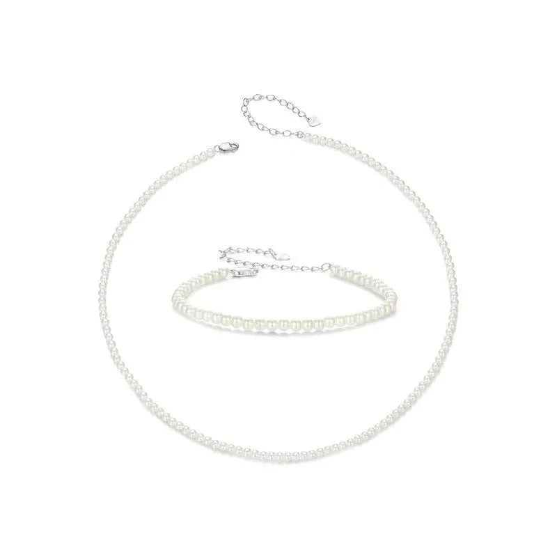 Kit Colar e Pulseira Finas de Pérola em Prata 925 – Elegância Intemporal LifeCharm