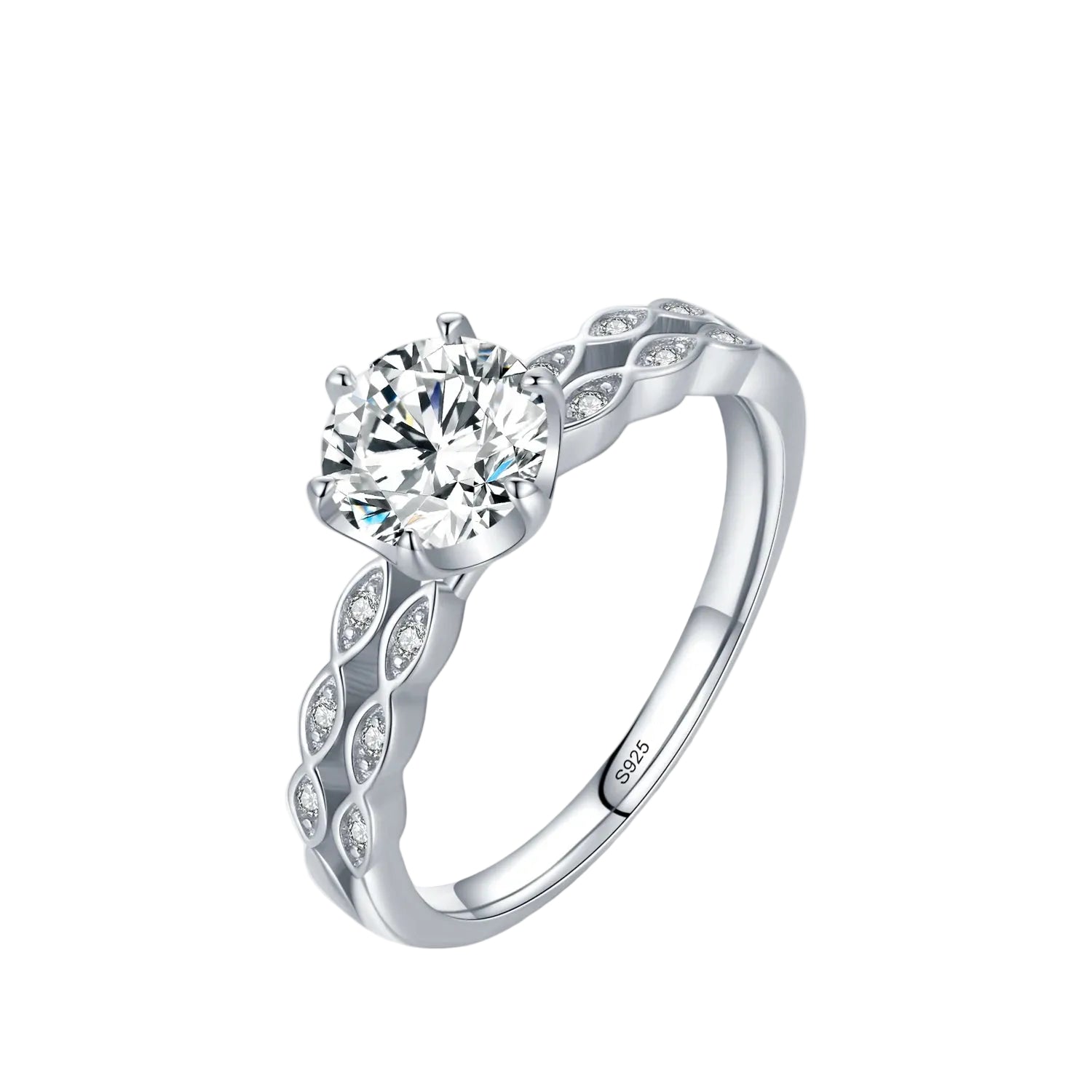 Anel Solitário Feminino Prata 925 Brilhante