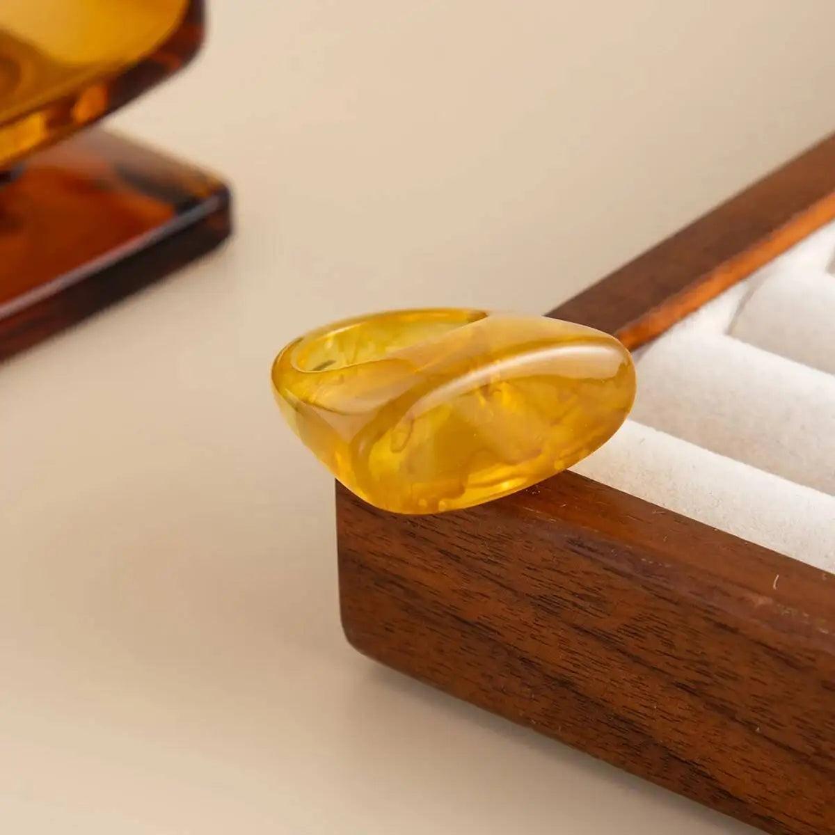 Anel de Resina Colorido Marmorizado Chunky – Kit 6 Unidades ou Avulso