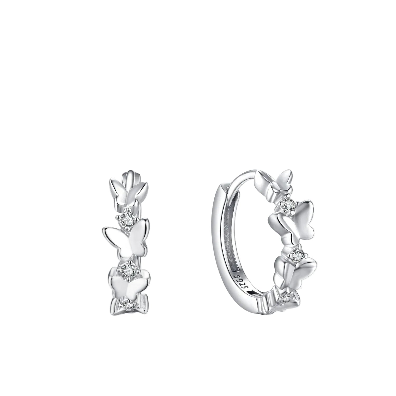 Brinco Argola Borboletas em Prata 925