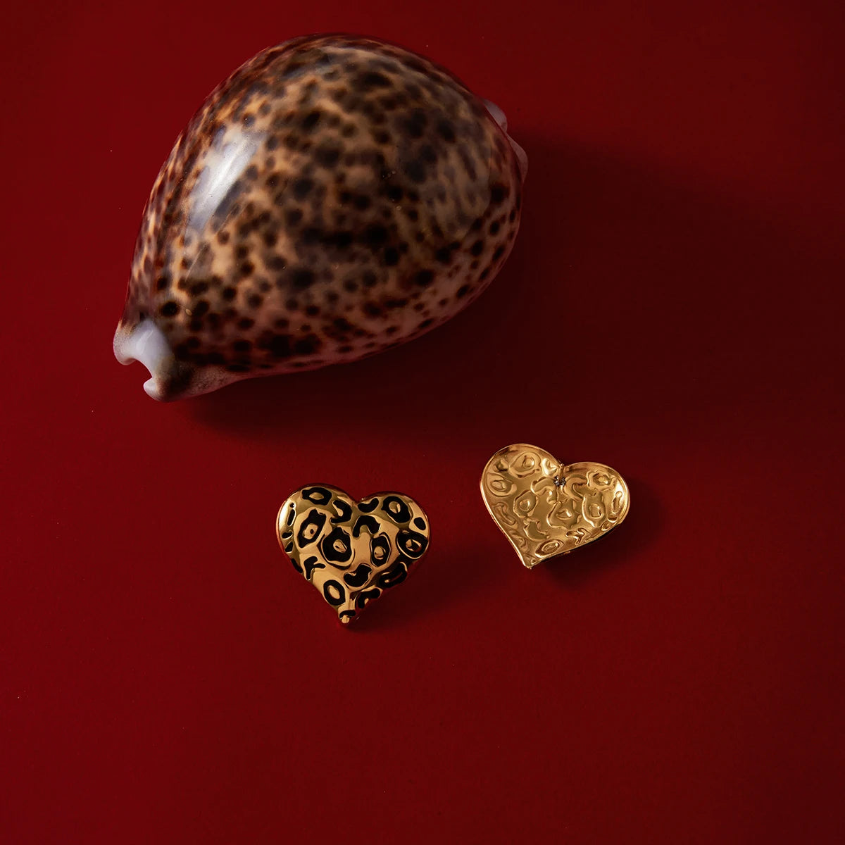 Brinco Wild Heart – Coração Animal Print Dourado - Life Charm