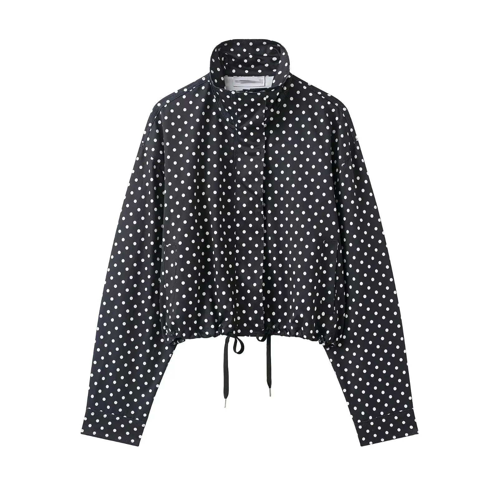 HH Women Fashion Polka Dot Coat Shorts Set Turtleneck Long Sleeve Zipper Jackets Slim Shorts Elegant Woman High Street Outfits Life Charm