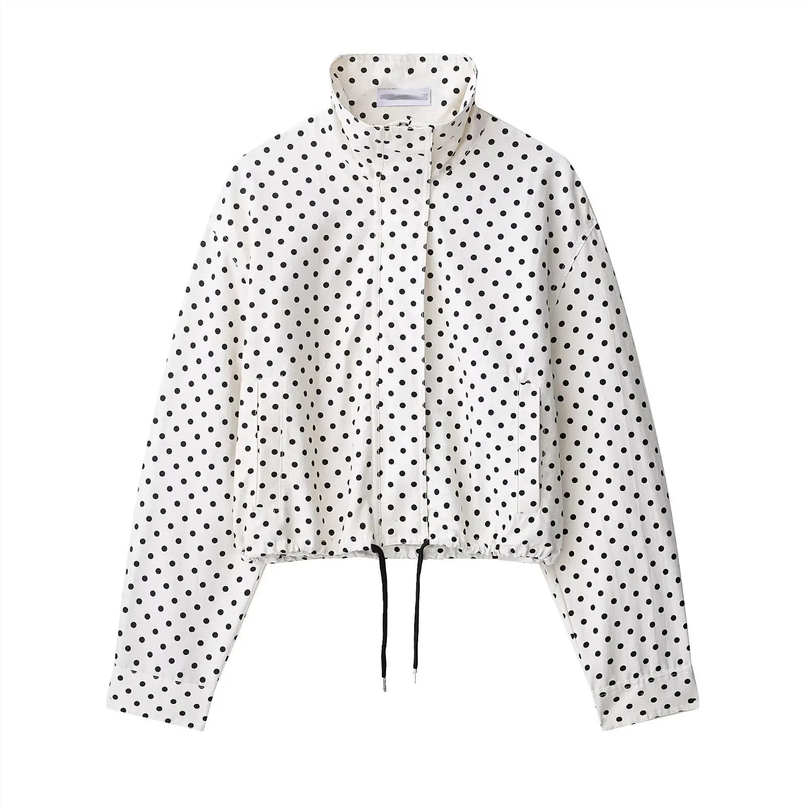 HH Women Fashion Polka Dot Coat Shorts Set Turtleneck Long Sleeve Zipper Jackets Slim Shorts Elegant Woman High Street Outfits Life Charm