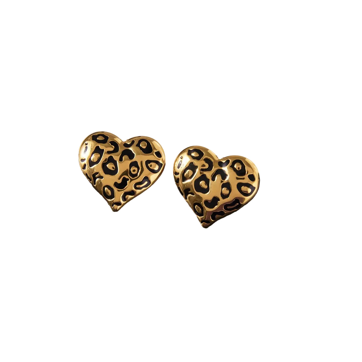 Brinco Wild Heart – Coração Animal Print Dourado - Life Charm