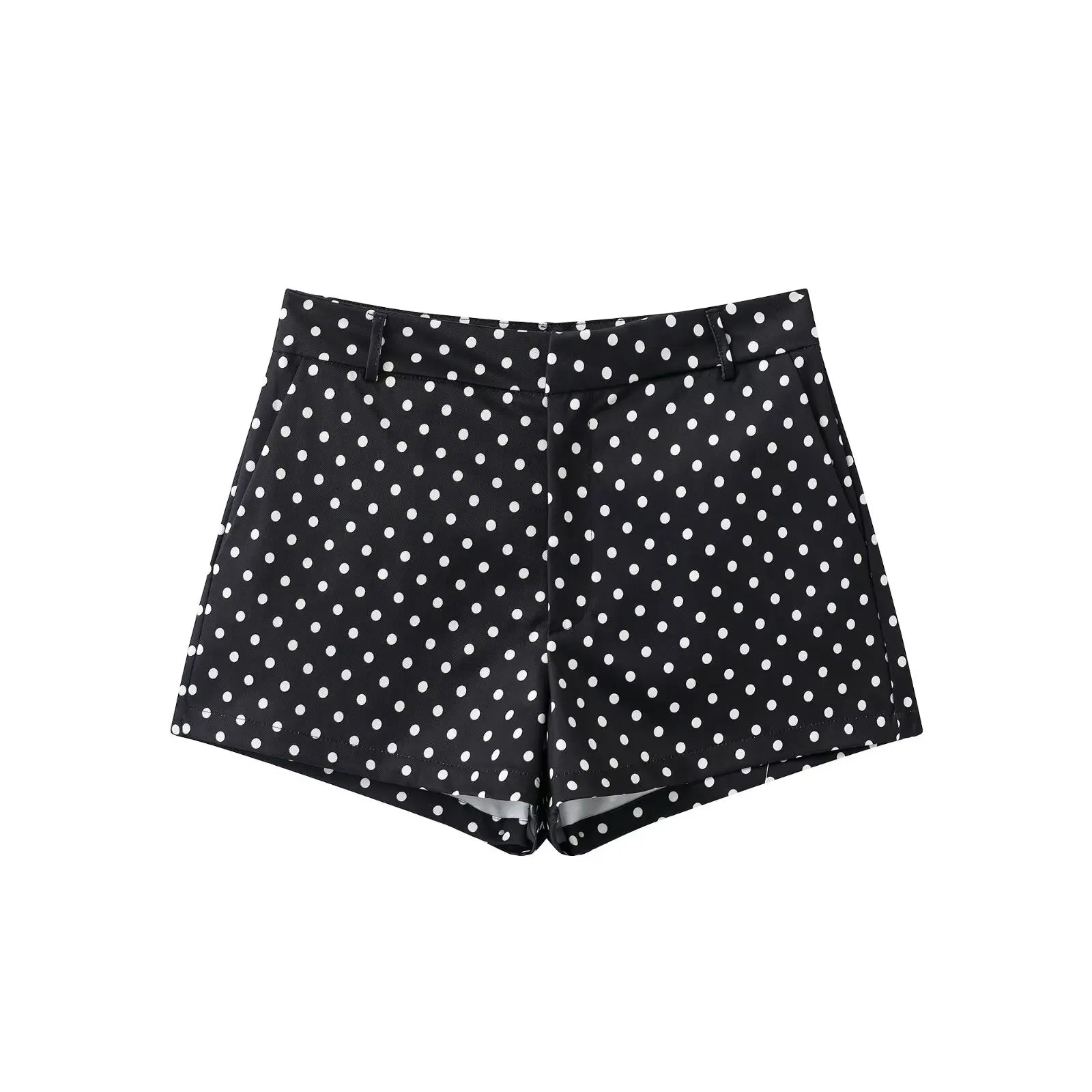 HH Women Fashion Polka Dot Coat Shorts Set Turtleneck Long Sleeve Zipper Jackets Slim Shorts Elegant Woman High Street Outfits Life Charm