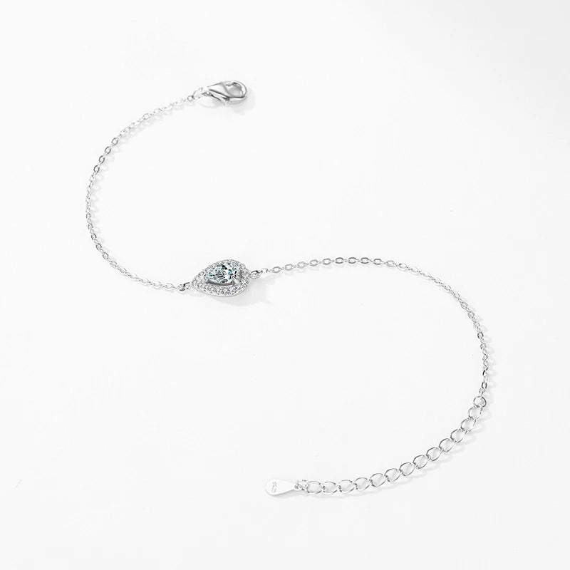 Pulseira Feminina Prata 925 Zircônia Gota Brilhante Luxo