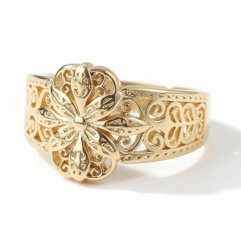 Anel Floral Dourado Arabesco Elegance - Life Charm