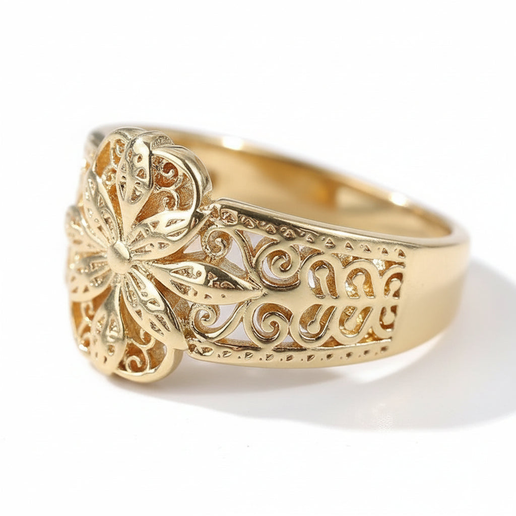 Anel Floral Dourado Arabesco Elegance - Life Charm