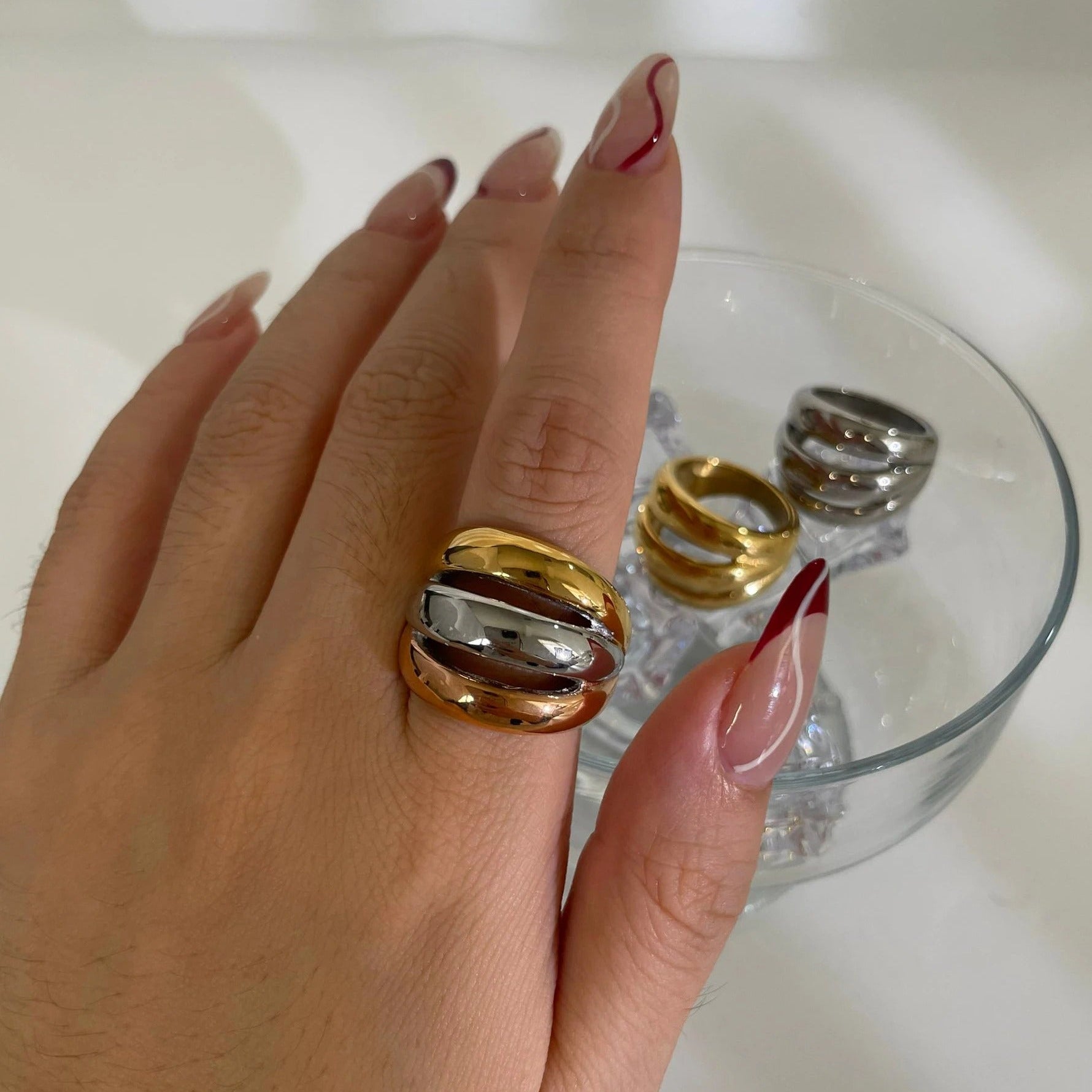 Anel Trifecta Antigo Grosso