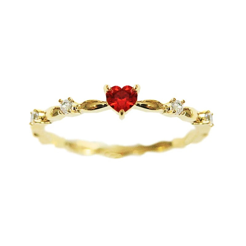 Anel Feminino Coração Vermelho Cravejado - Life Charm