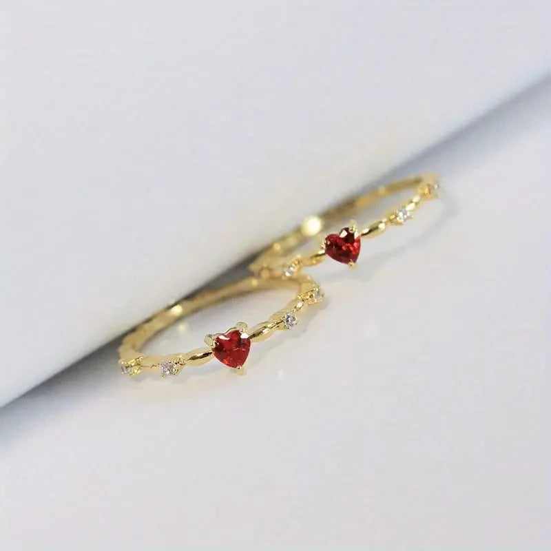 Anel Feminino Coração Vermelho Cravejado - Life Charm