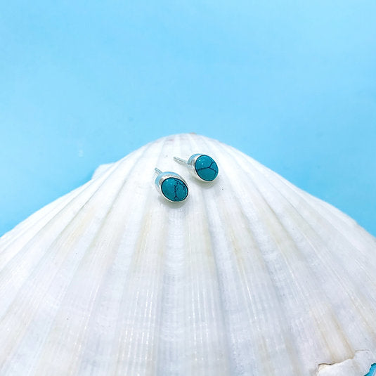 Brinco Oval em Prata 925 com Pedra Turquesa Natural | LifeCharm