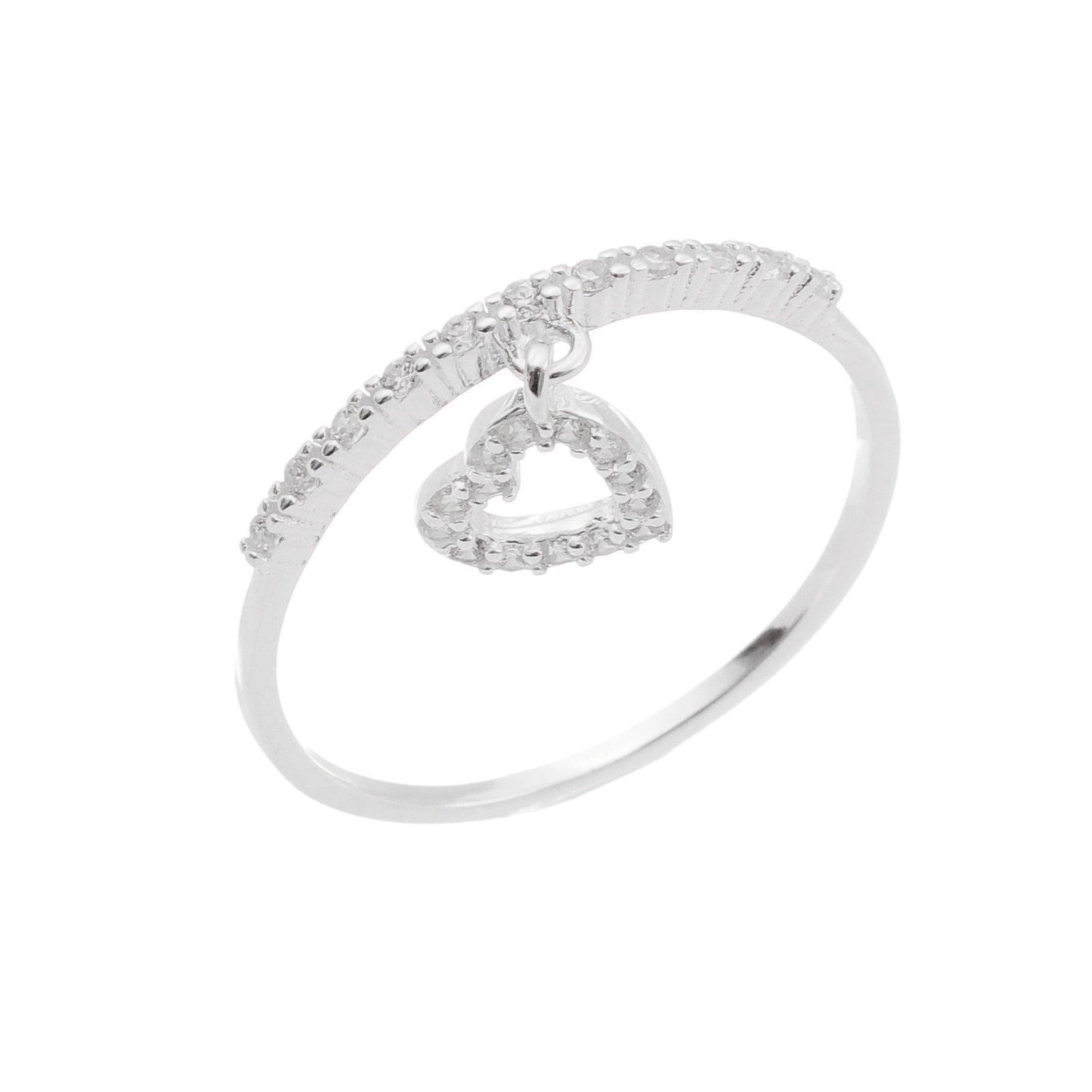 Anel de Prata Aparador com Pingente Coração LifeCharm: Elegância e Brilho