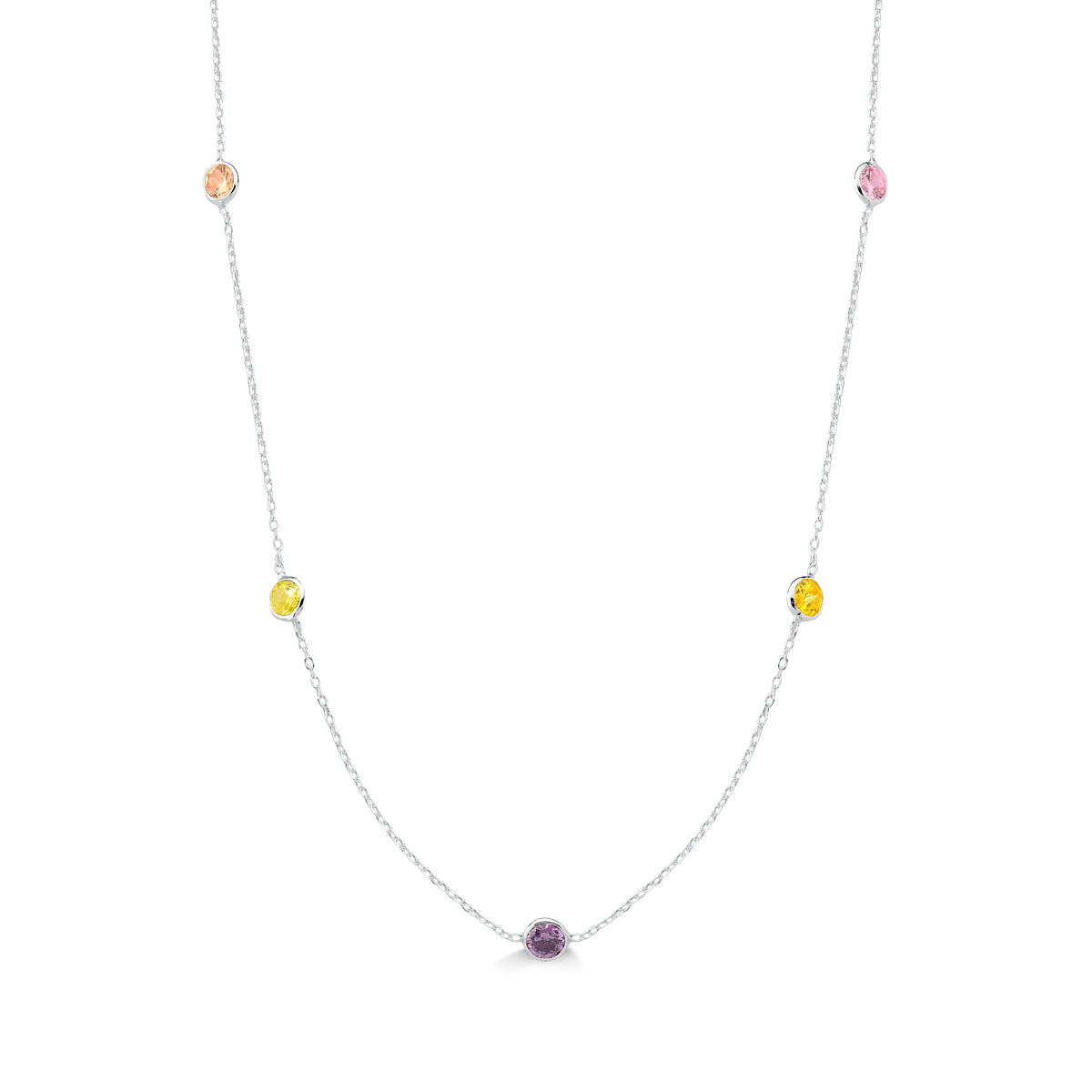 Colar de Prata 925 com Zircônia Colorida: Toque de Cor e Elegância