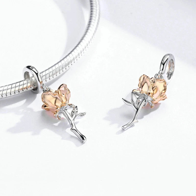 Berloques LifeCharm em Prata 925 - Rosa e Girassol