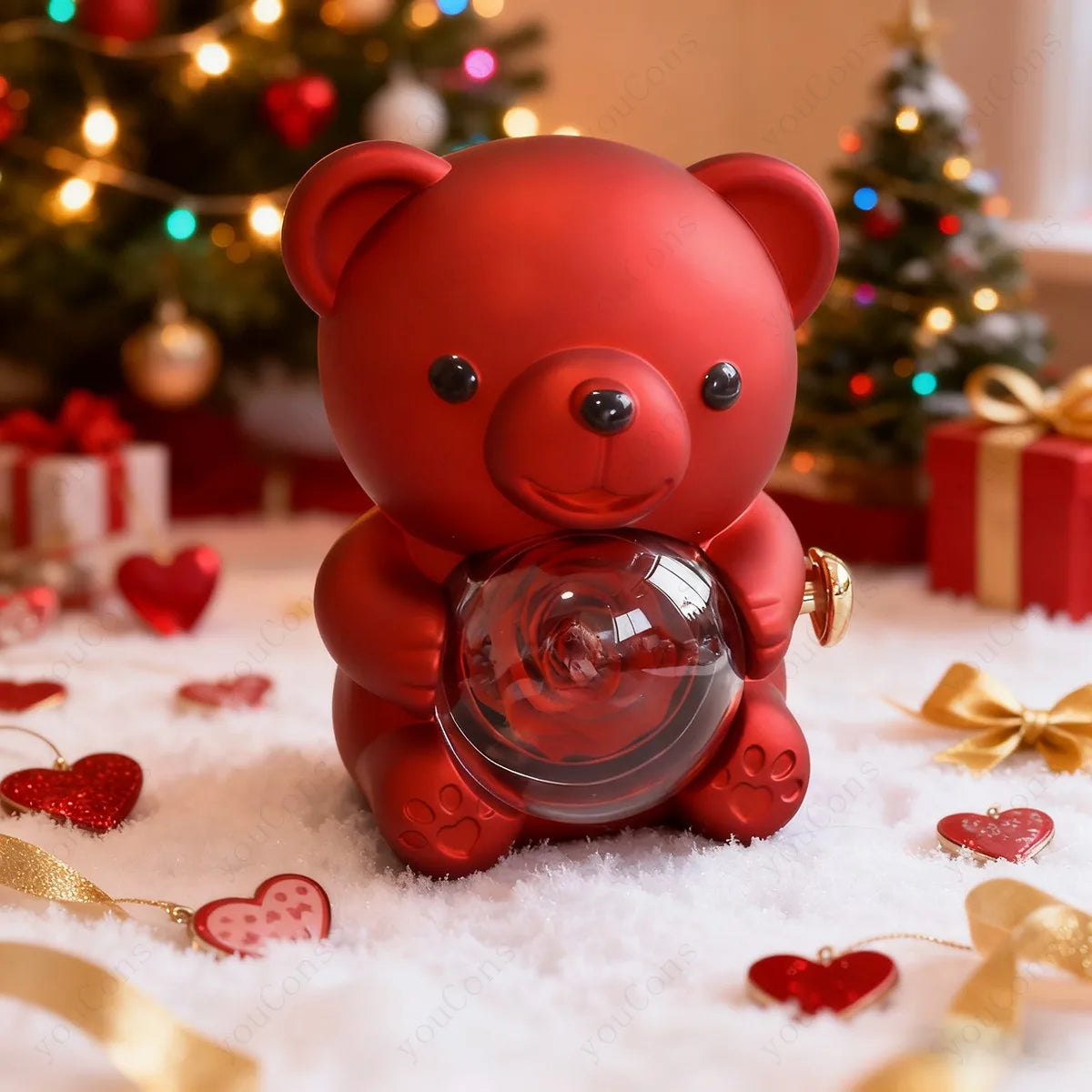 Colar Amor Infinito com Coração Cristal + Urso Rosa Encantado (Edição Presente Premium)