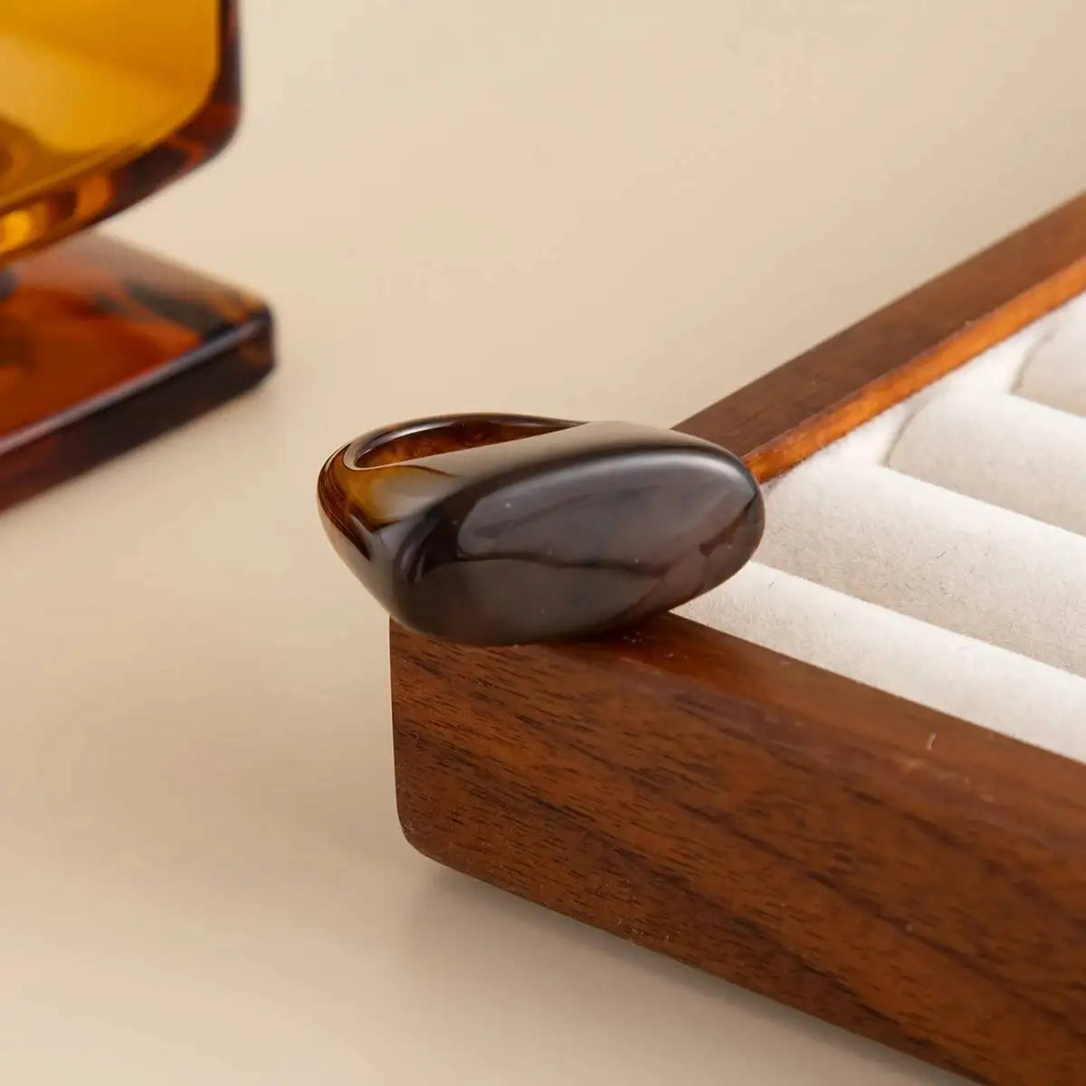 Anel de Resina Colorido Marmorizado Chunky – Kit 6 Unidades ou Avulso