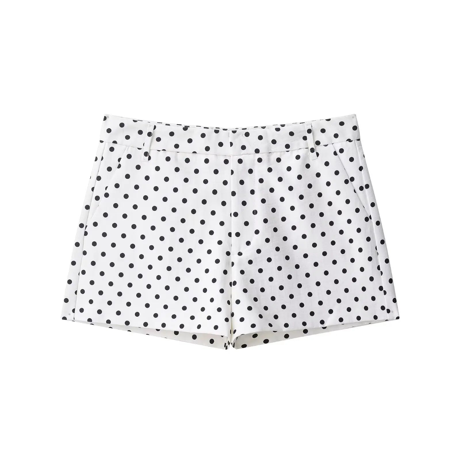 HH Women Fashion Polka Dot Coat Shorts Set Turtleneck Long Sleeve Zipper Jackets Slim Shorts Elegant Woman High Street Outfits Life Charm