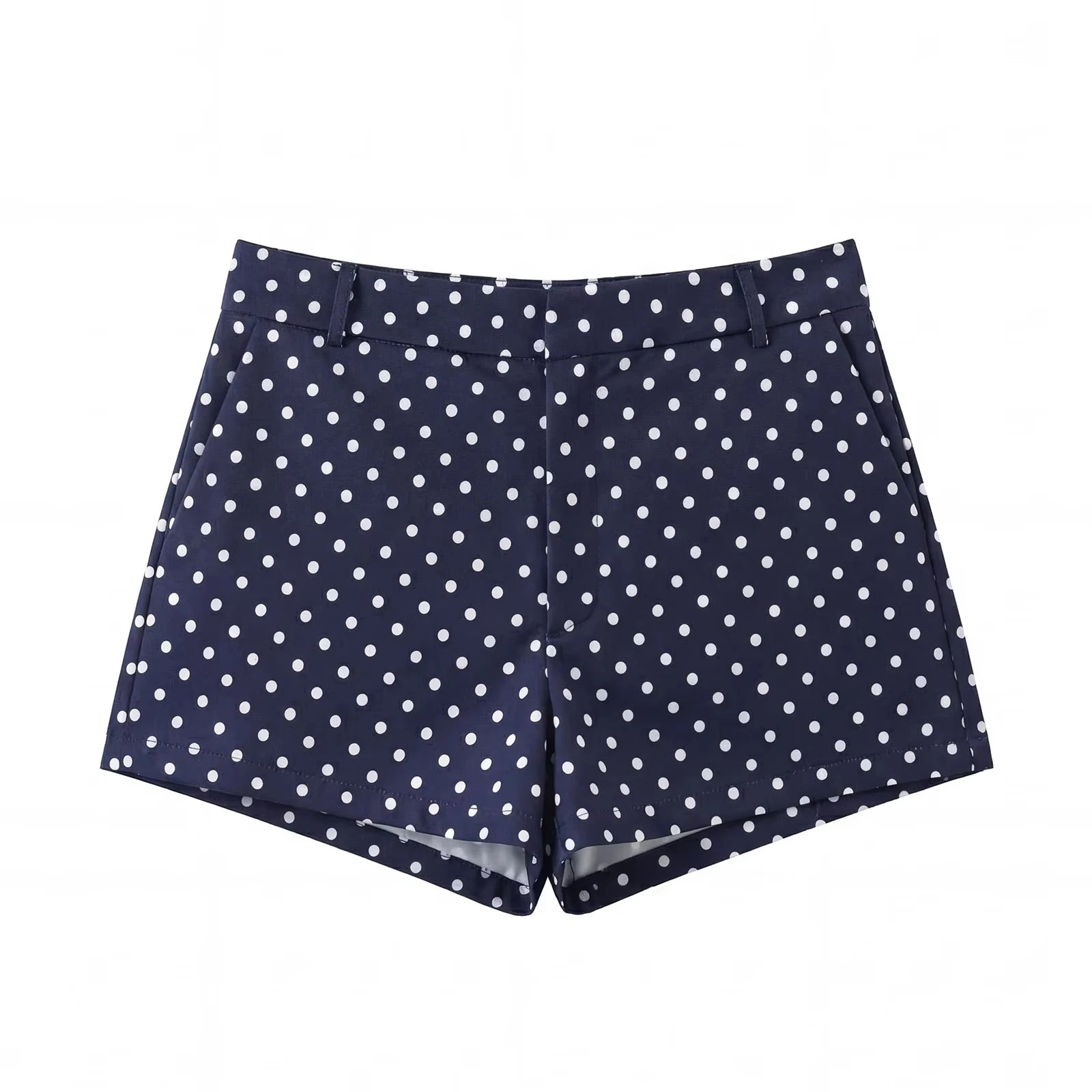 Conjunto Poá Jaqueta Gola Alta e Short Life Charm