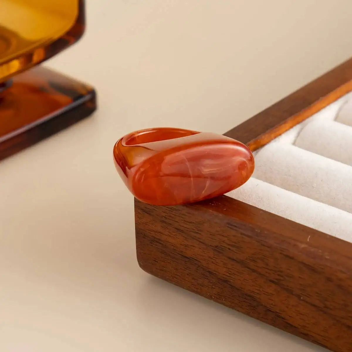 Anel de Resina Colorido Marmorizado Chunky – Kit 6 Unidades ou Avulso