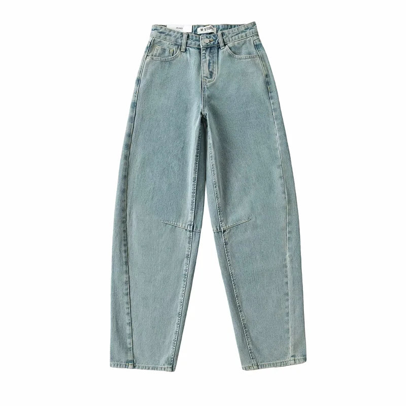 Retro American Waed Arc Blade Jeans High Waist Wide Leg Pants Casual Chic Design Spring Summer Autumn Winter Seasonal Use Life Charm