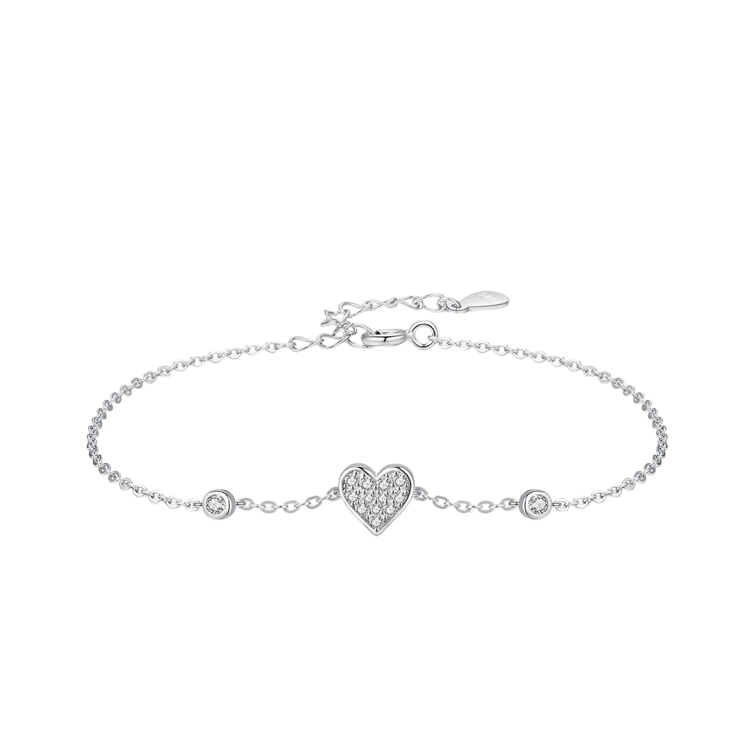 Pulseira Coração Cravejado em Prata 925