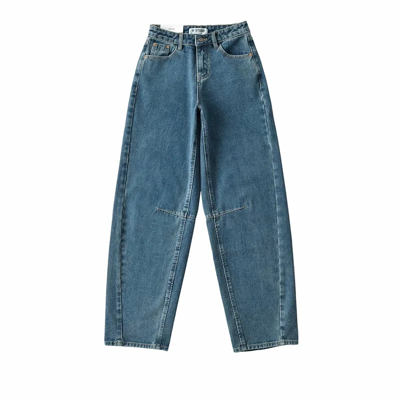 Retro American Waed Arc Blade Jeans High Waist Wide Leg Pants Casual Chic Design Spring Summer Autumn Winter Seasonal Use Life Charm