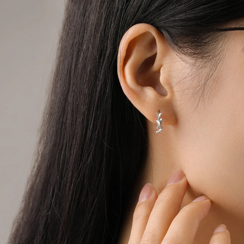 Brinco Argola Borboletas em Prata 925