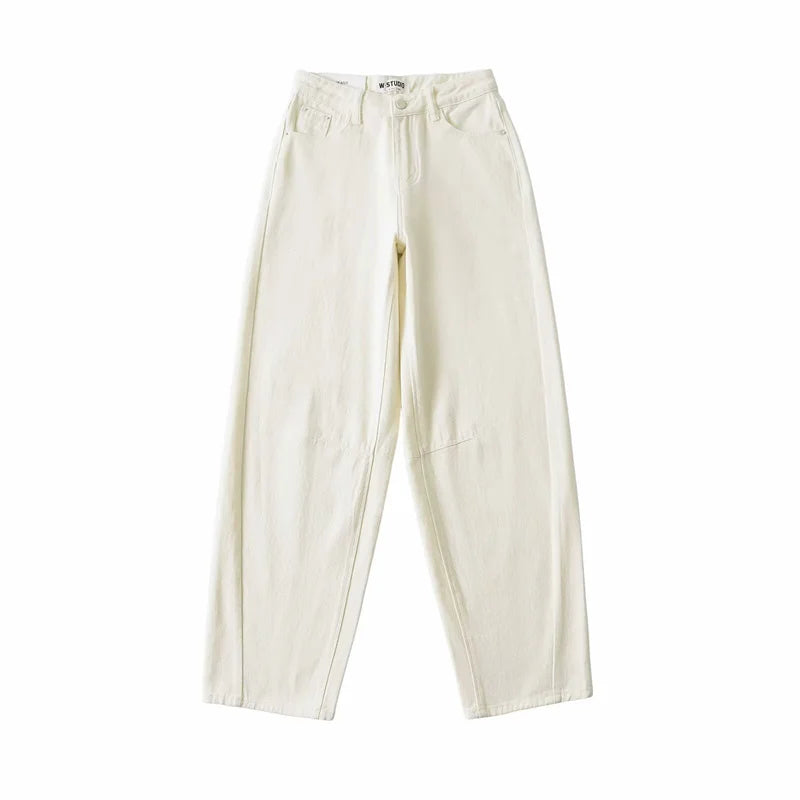 Retro American Waed Arc Blade Jeans High Waist Wide Leg Pants Casual Chic Design Spring Summer Autumn Winter Seasonal Use Life Charm