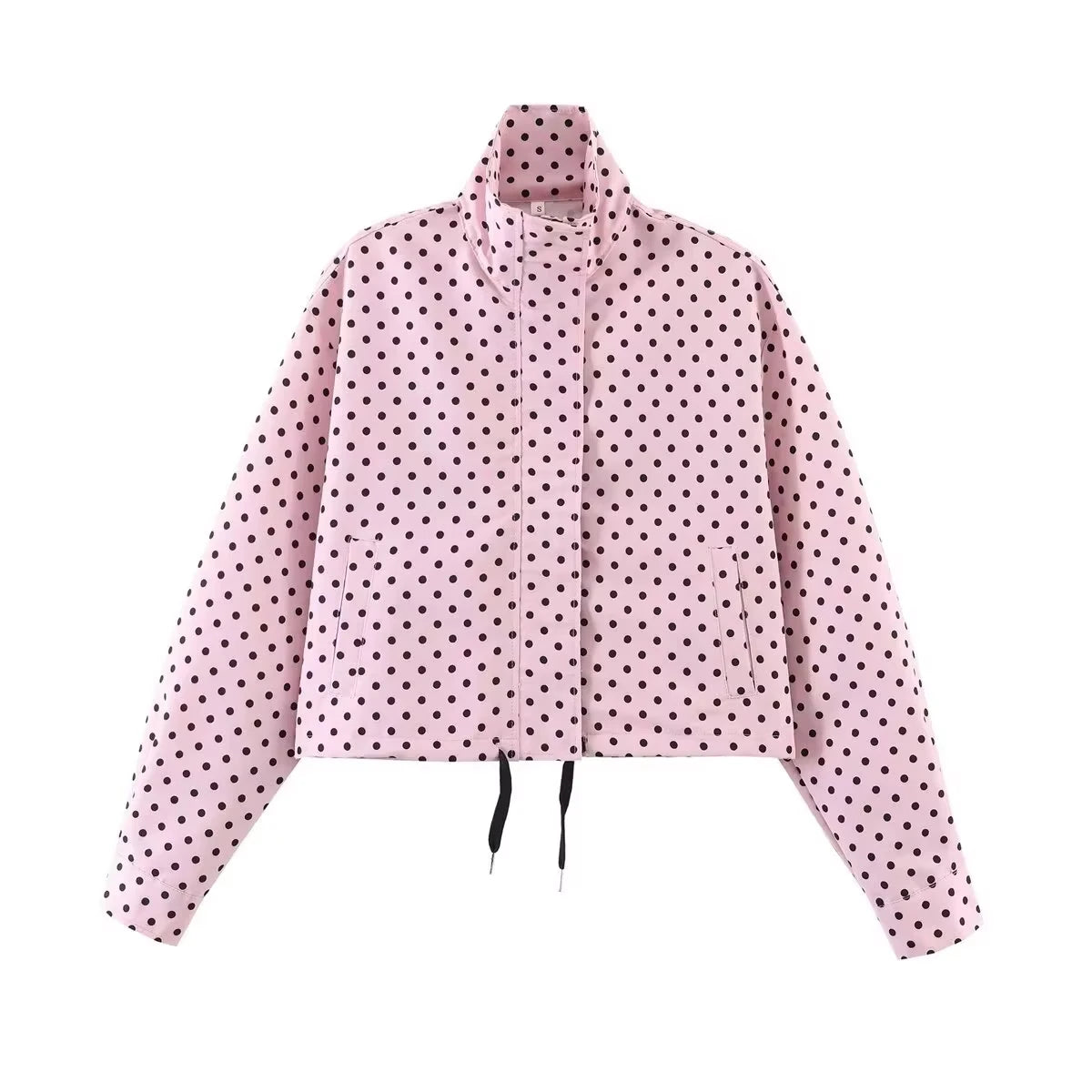 HH Women Fashion Polka Dot Coat Shorts Set Turtleneck Long Sleeve Zipper Jackets Slim Shorts Elegant Woman High Street Outfits Life Charm