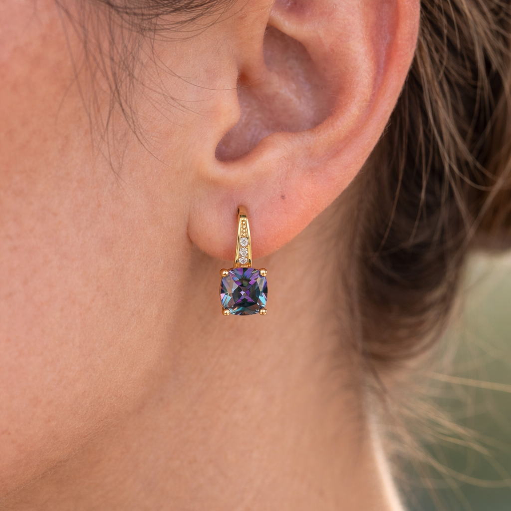 Brinco de Argola Elegante com Pedra Mística