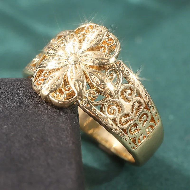 Anel Floral Dourado Arabesco Elegance - Life Charm